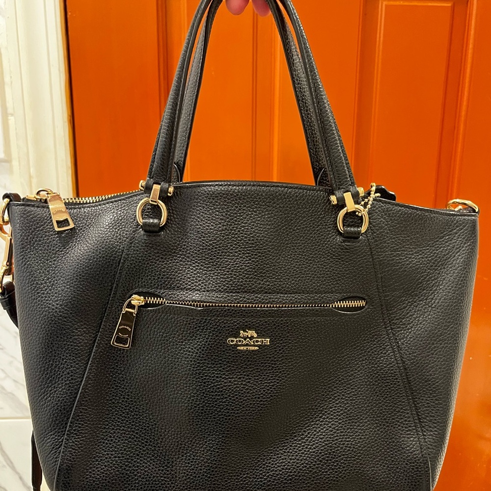 Coach Black Pebbled Saddle Bag